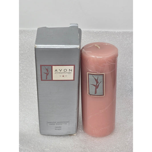 Vintage Avon Aromatherapy Peaceful Sandalwood Scented Candle With Box Pink
