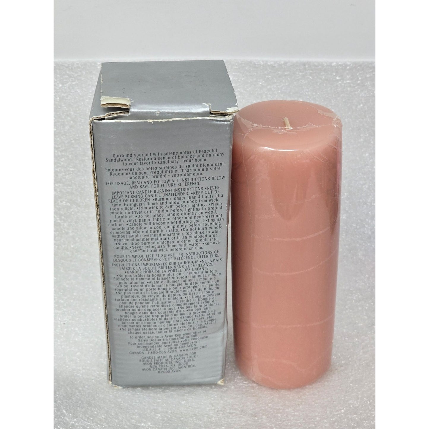 Vintage Avon Aromatherapy Peaceful Sandalwood Scented Candle With Box Pink