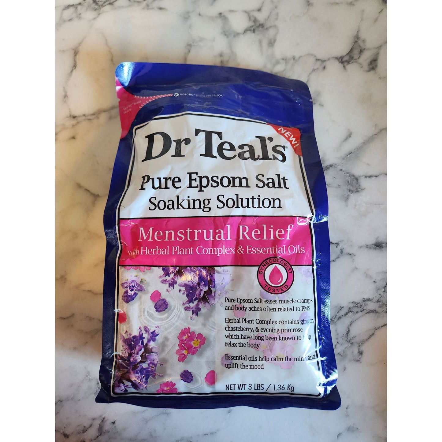 Dr Teals Pure Epsom Salt Soaking Solution Menstrual Relief Herbal Complex 3 lbs