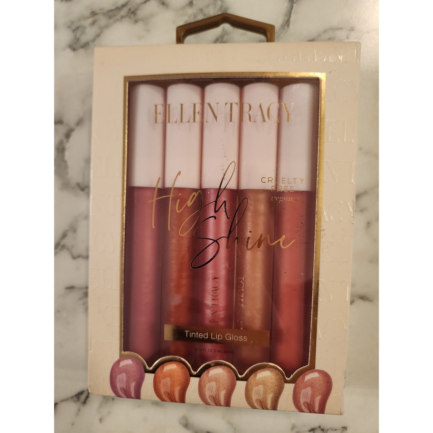 Ellen Tracy High Shine Tinted Lip Gloss Set of 5 Cruelty-Free & Long-Lasting