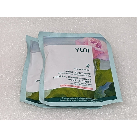 Yuni Large Body Wipes Shower Sheets Rose & Cucumber 2 Wipes