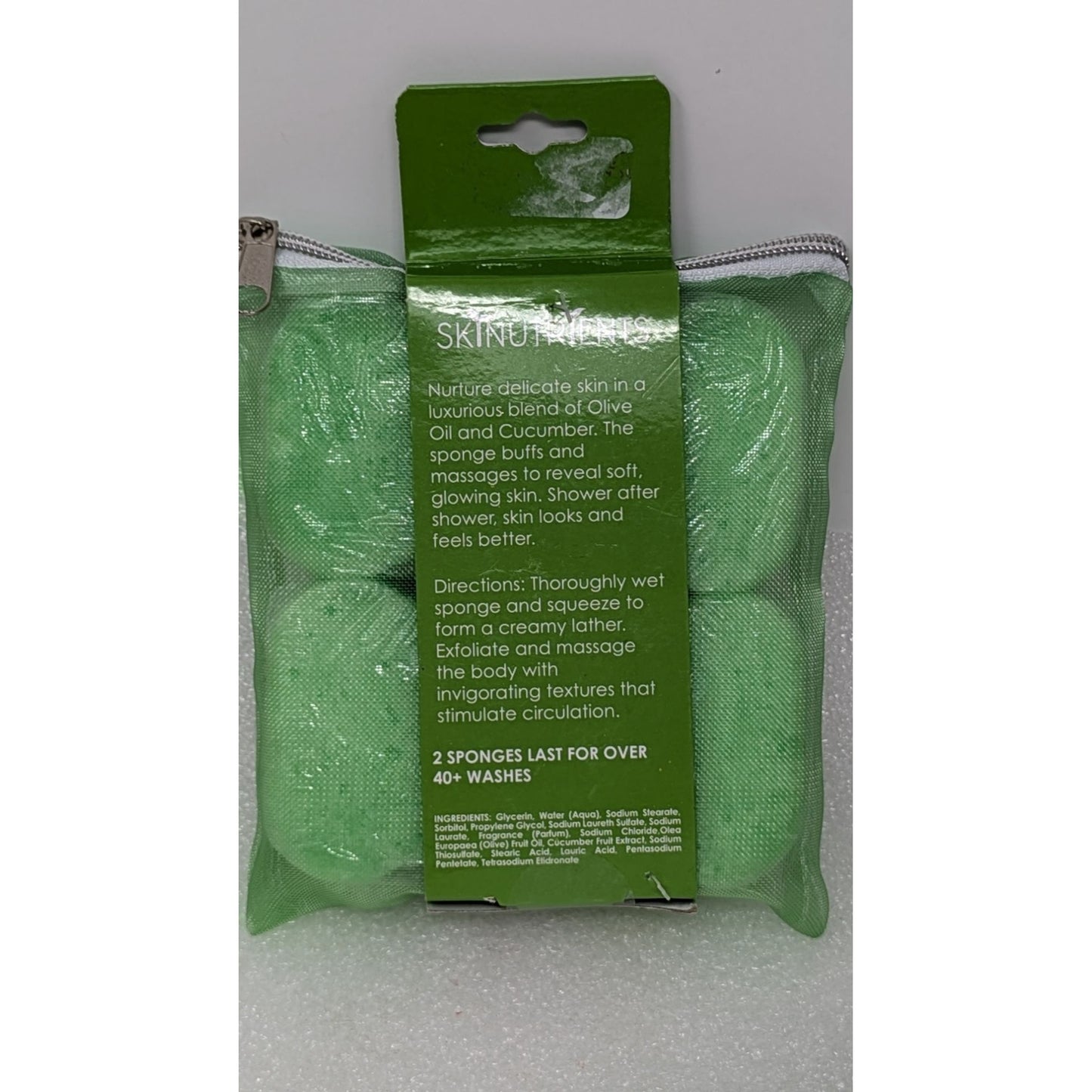 Spongeables Skintutrients Body Wash In A Sponge Cool Cucumber 2 Pack