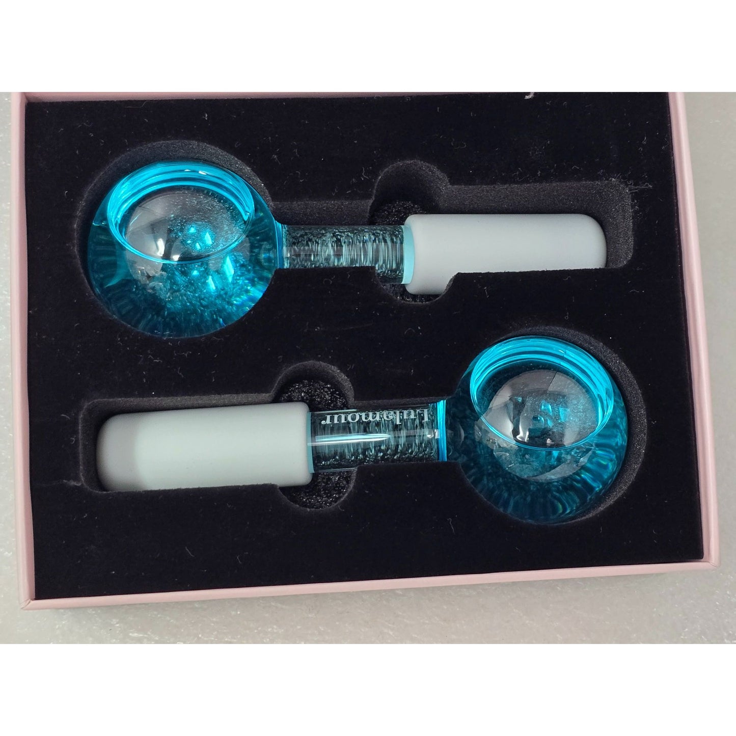 Lulamour Facial Ice Globes Clear Lagoon Blue Massage Tool For Skin Tightening