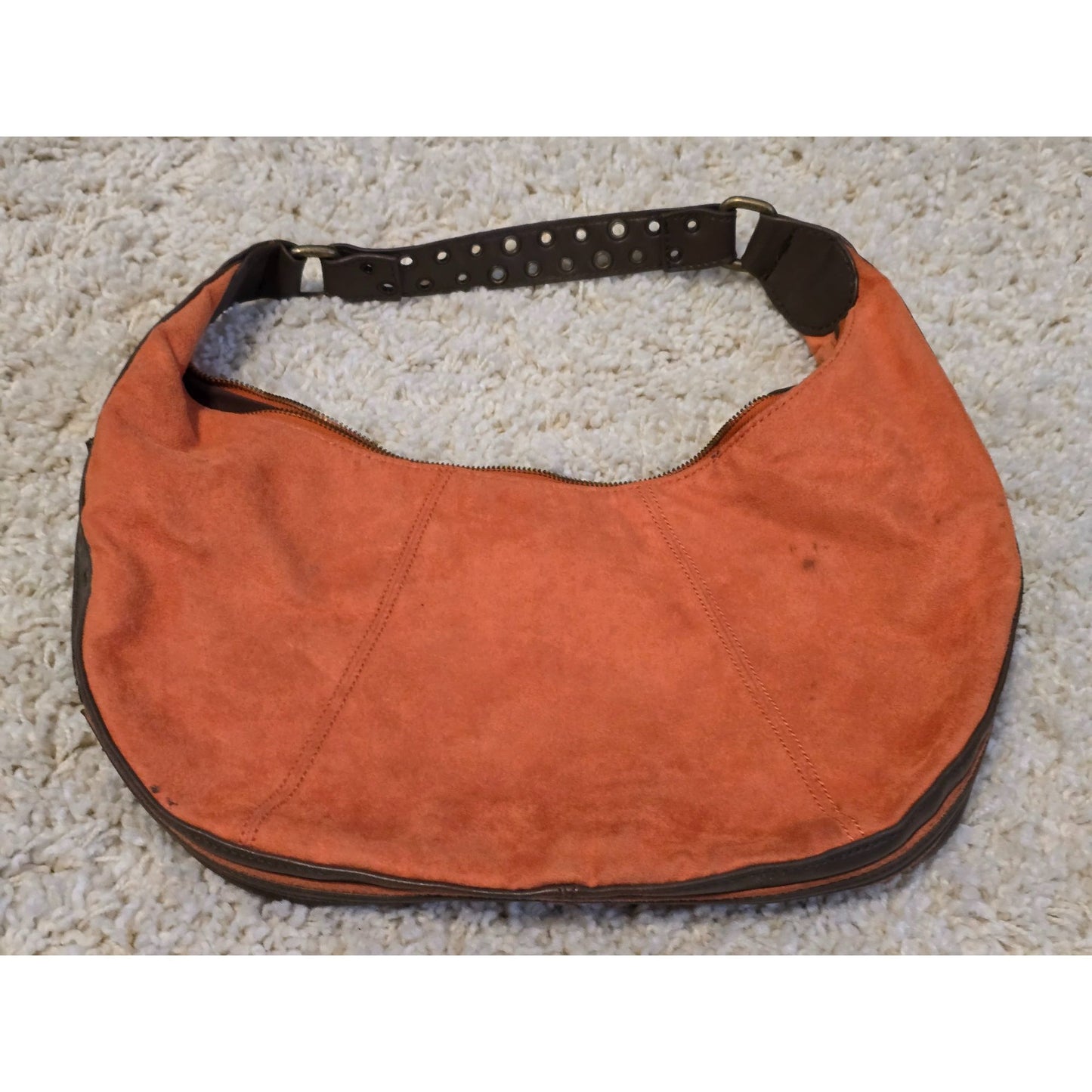 Vintage Bath & Body Works Orange Suede Hobo Bag Y2K Shoulder Purse (see photos)