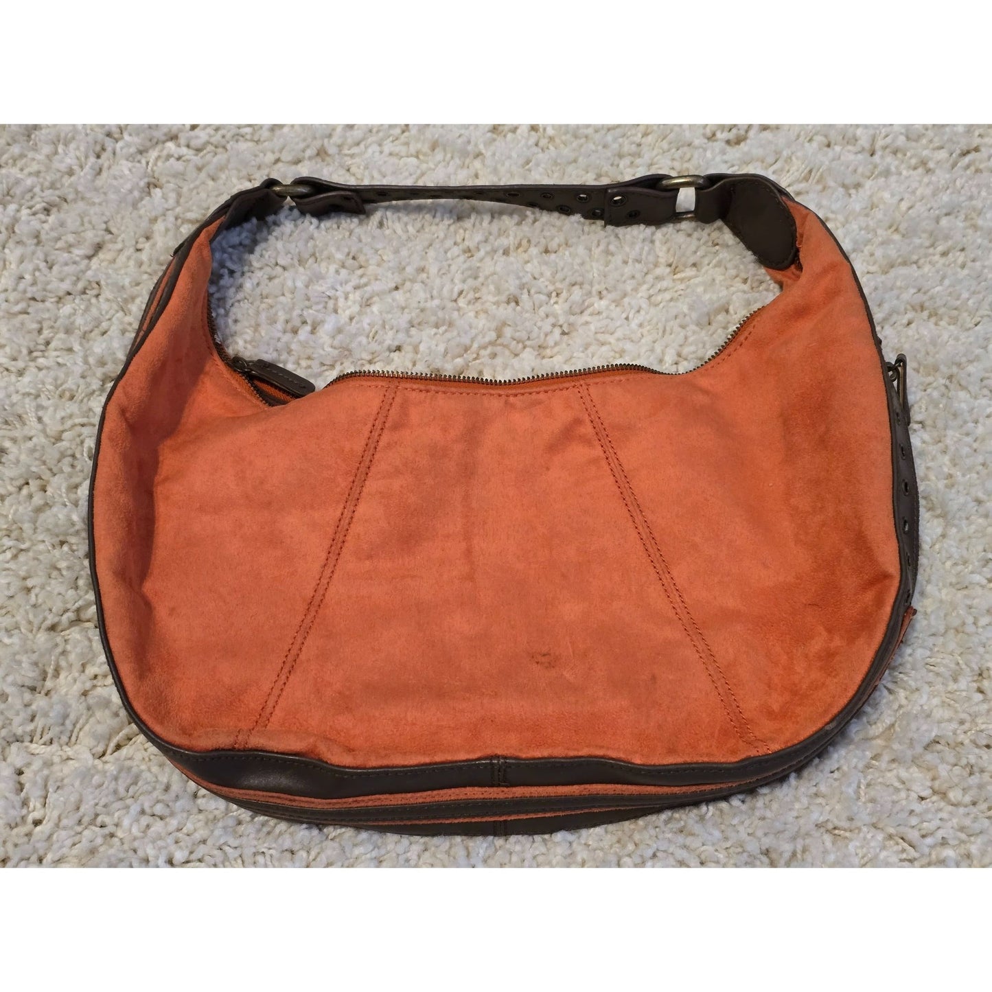 Vintage Bath & Body Works Orange Suede Hobo Bag Y2K Shoulder Purse (see photos)
