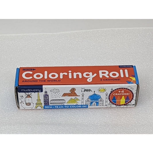 Mudpuppy Mini Coloring Roll Around The World with 4 Crayons