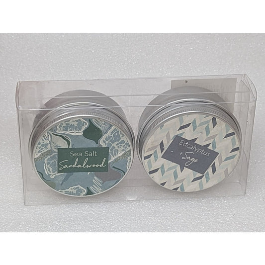 Sea Salt Sandalwood & Eucalyptus Sage Travel Candle Tins