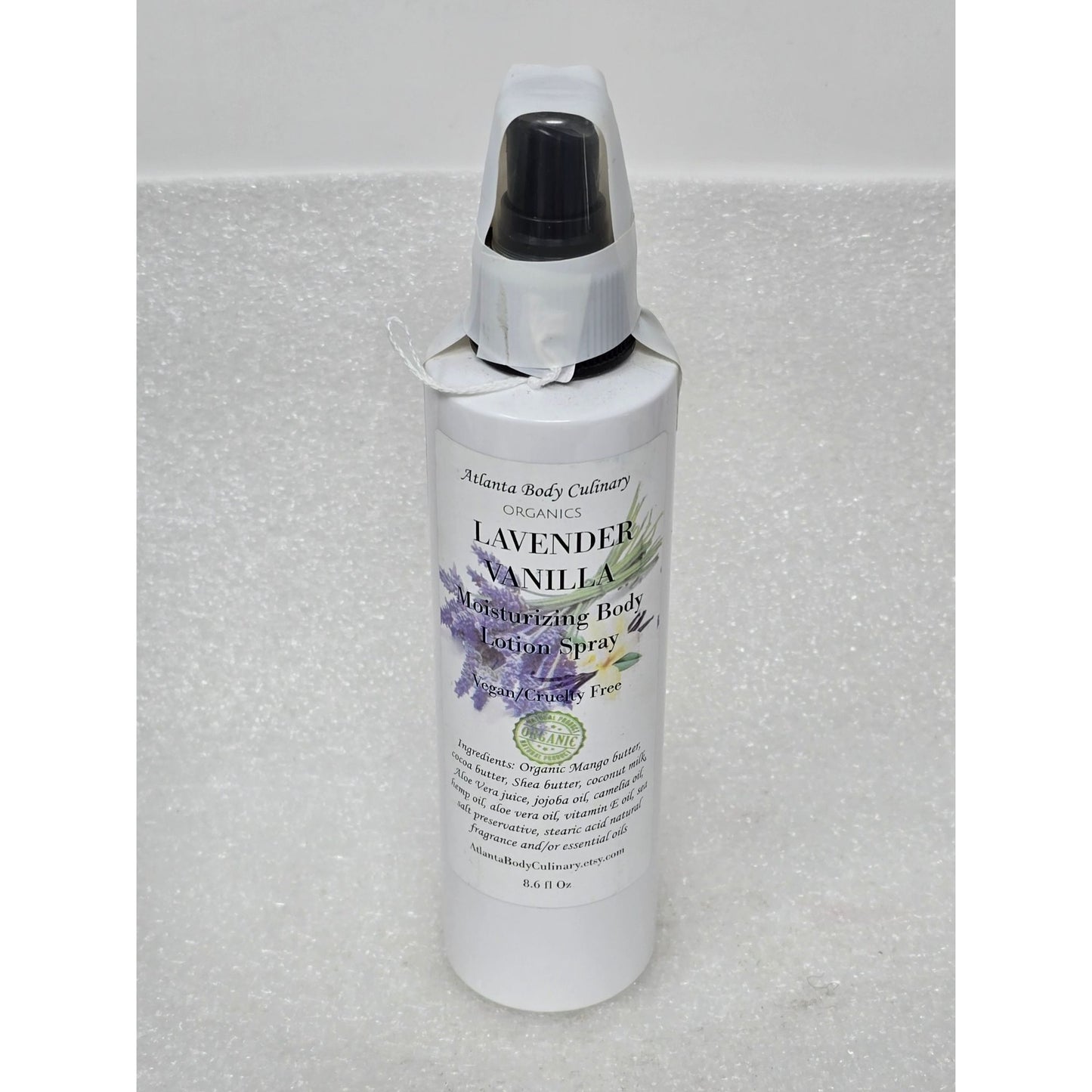 Atlanta Body Culinary Lavender Vanilla Moisturizing Body Lotion Spray 8.6 Oz