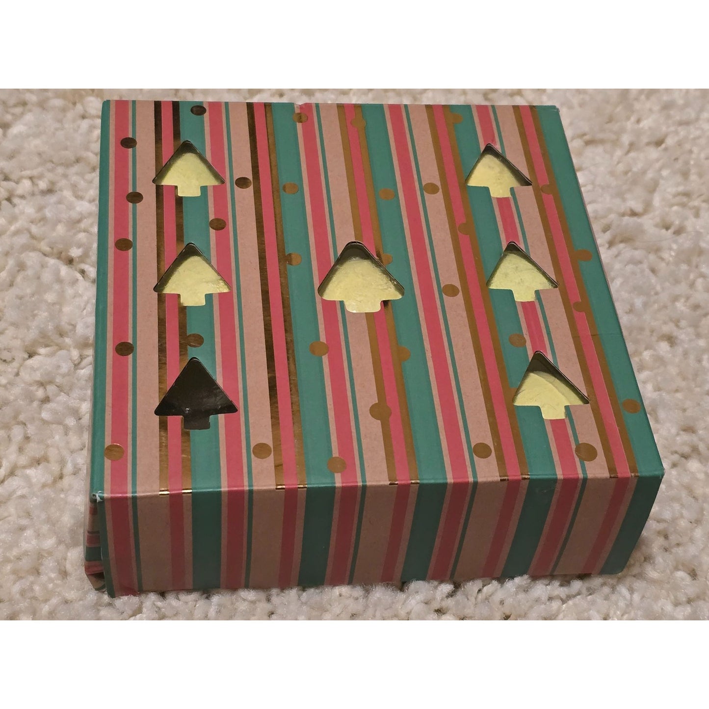 Holiday-Themed Striped & Tree-Cutout Gift Box With 6 Bath Bombs