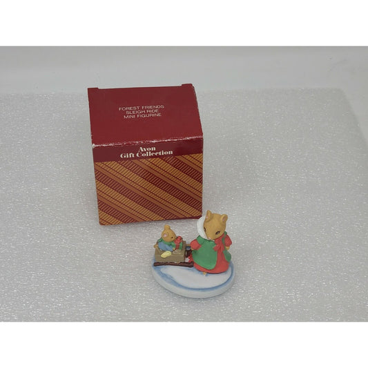 Vintage Avon Forest Friends " Sleigh Ride" Mini Mice Figurine Christmas Holiday