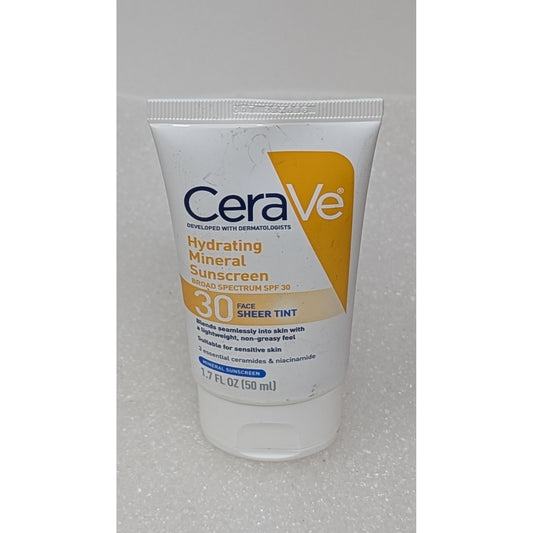 CeraVe Hydrating Mineral Sunscreen Sheer Tint SPF 30 Face Lotion 1.7 Fl Oz