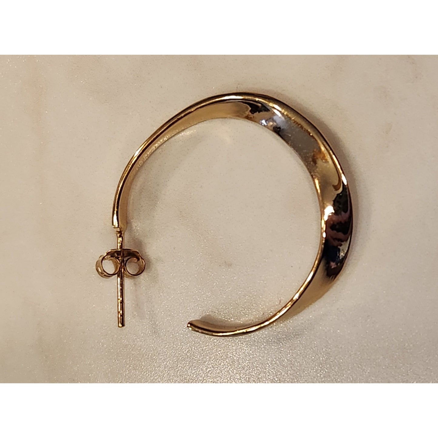 Gold-Tone Sterling Silver Twisted Hoop Earrings With Stud Back Closure