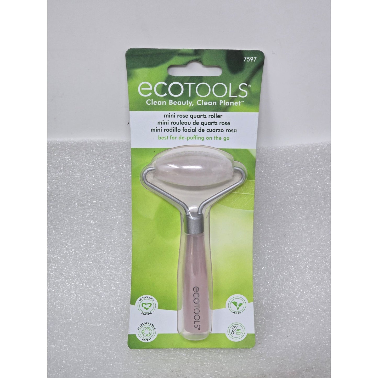 EcoTools Mini Rose Quartz Facial Roller For De-Puffing & Massage