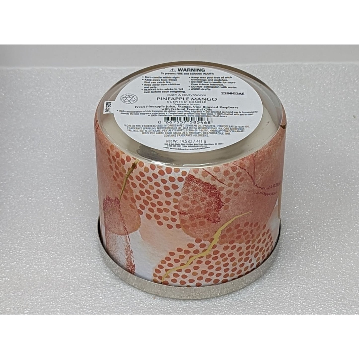 Bath & Body Works Pineapple Mango Scented Candle 14.5 oz With Essential Oils