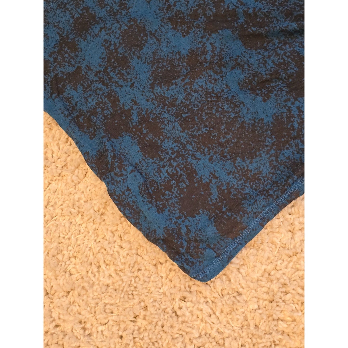 Maurices Women's Medium Blue Black Abstract Print Short Sleeve Tunic Top Ruched