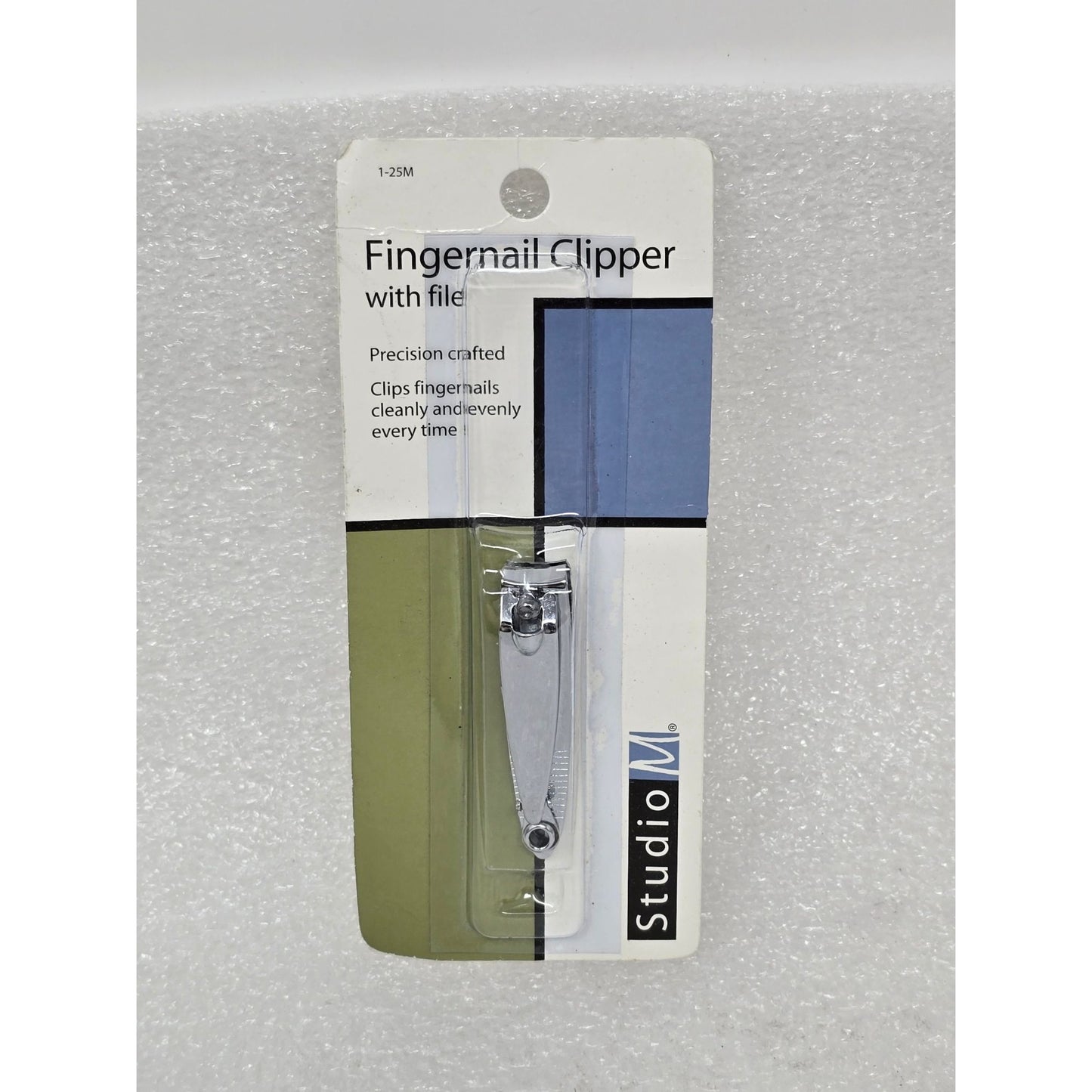 Studio M Fingernail Clipper With File  Stainless Steel Precision Grooming Tool