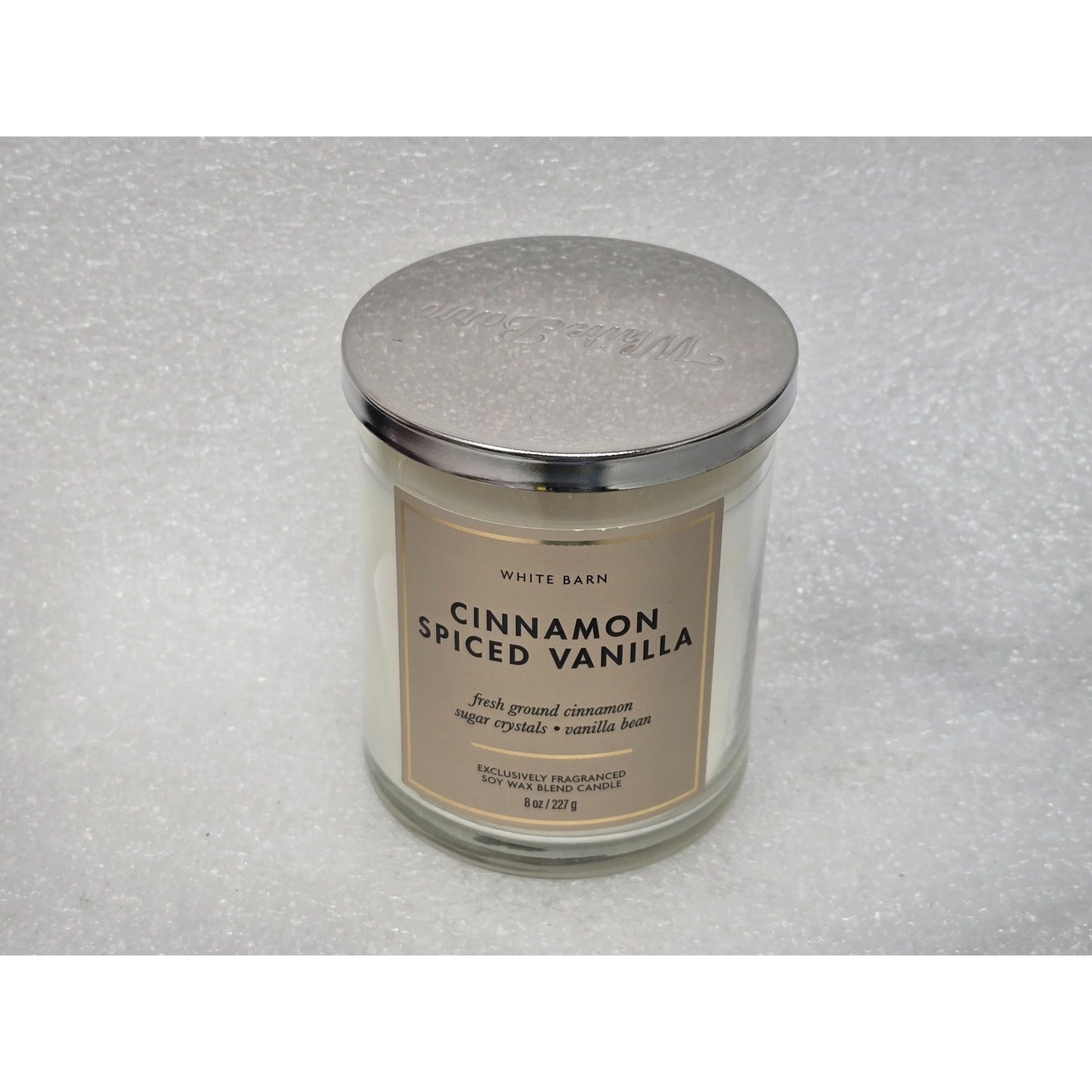 Bath & Body Works White Barn Cinnamon Spiced Vanilla 8 Oz Soy Wax Blend Candle