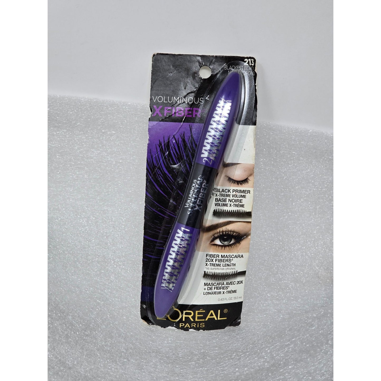 L'Oreal Voluminous X Fiber Mascara Blackest Black 213 Dual-Ended Primer HTF