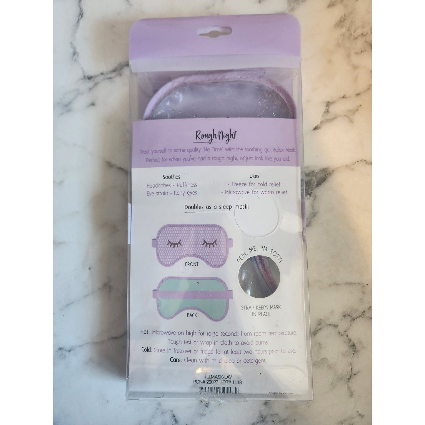 Lemon Lavender Relax Mask Soothing Gel Eye Mask w/ Strap For Hot & Cold Therapy