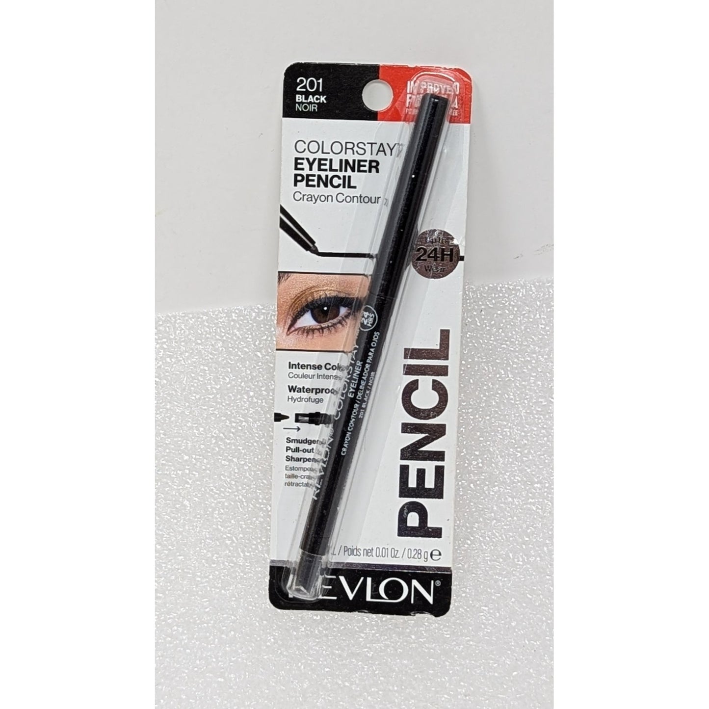 Revlon ColorStay Eyeliner Pencil 24HR Wear 0.01 Oz 201 Black Noir Waterproof & Smudgeproof