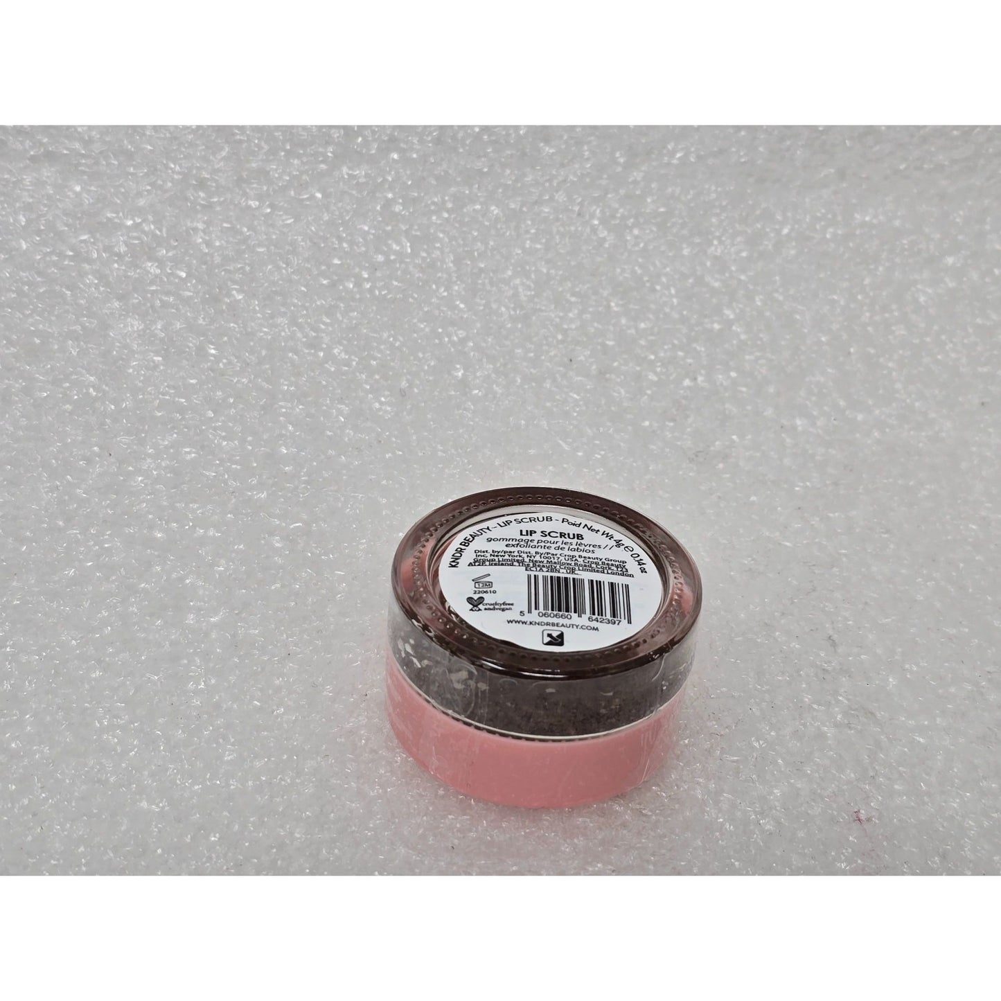 Kndr Beauty Lip Scrub Exfoliating Balm Pink & Clear Jar .14 oz