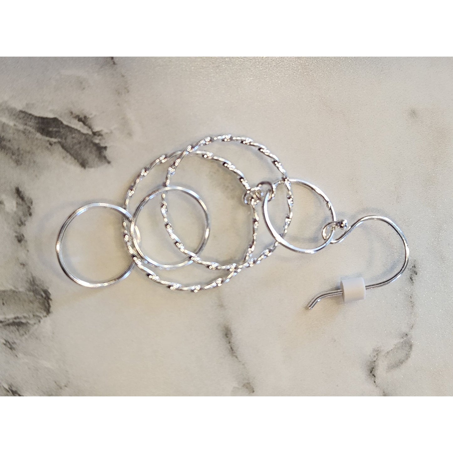 Primavera Italy Sterling Silver Multi Hoop Dangle Earrings By Danecraft