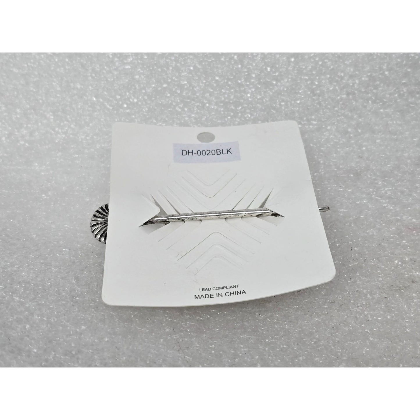 Silver-Tone Hair Barrette With Black Gemstone Accent and Stick