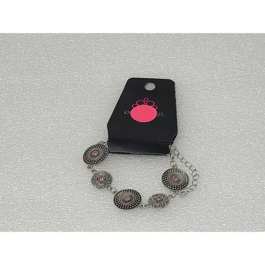 Paparazzi Bracelet Silver Tone & Pink