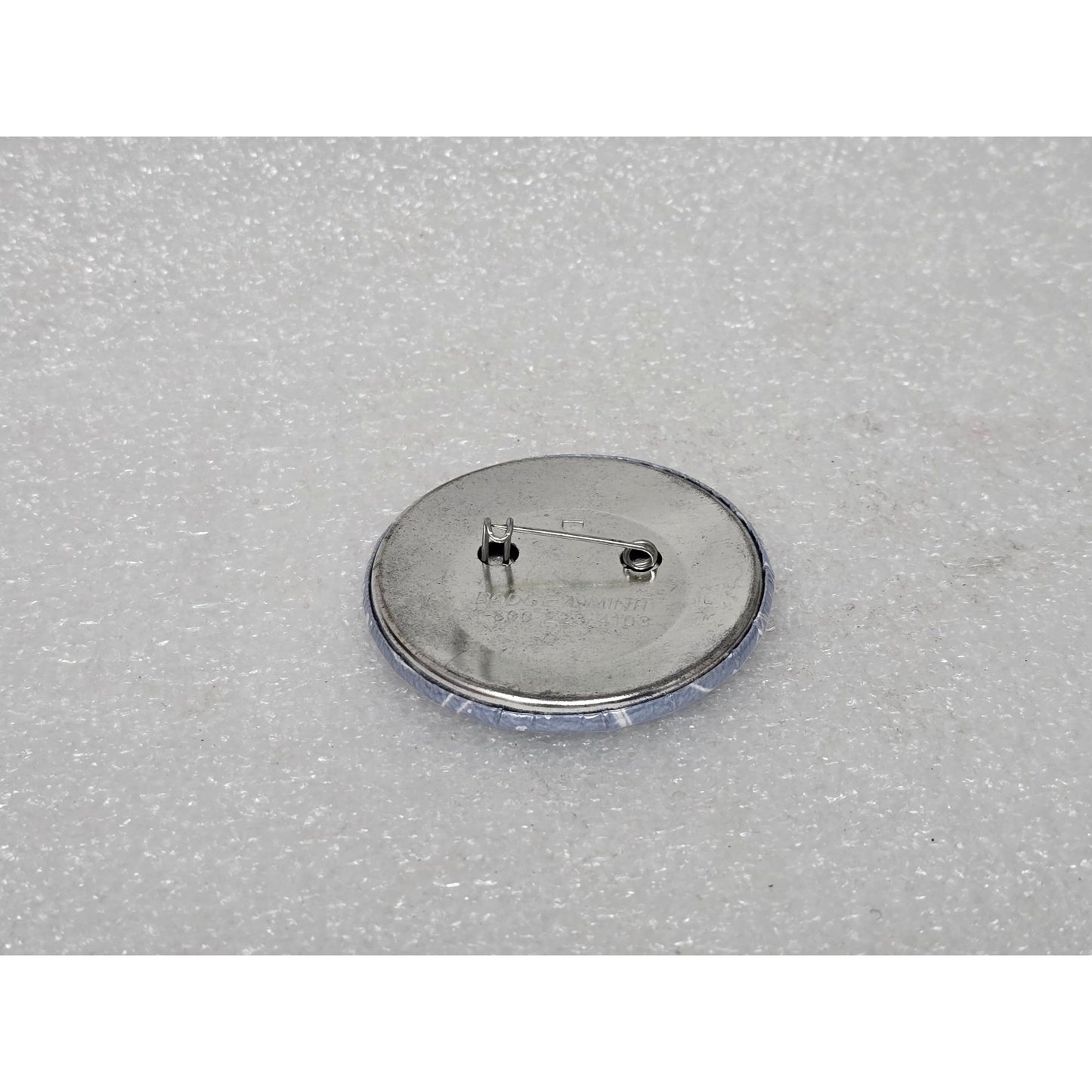 Ice Skating Boot Pinback Button Silver & Blue