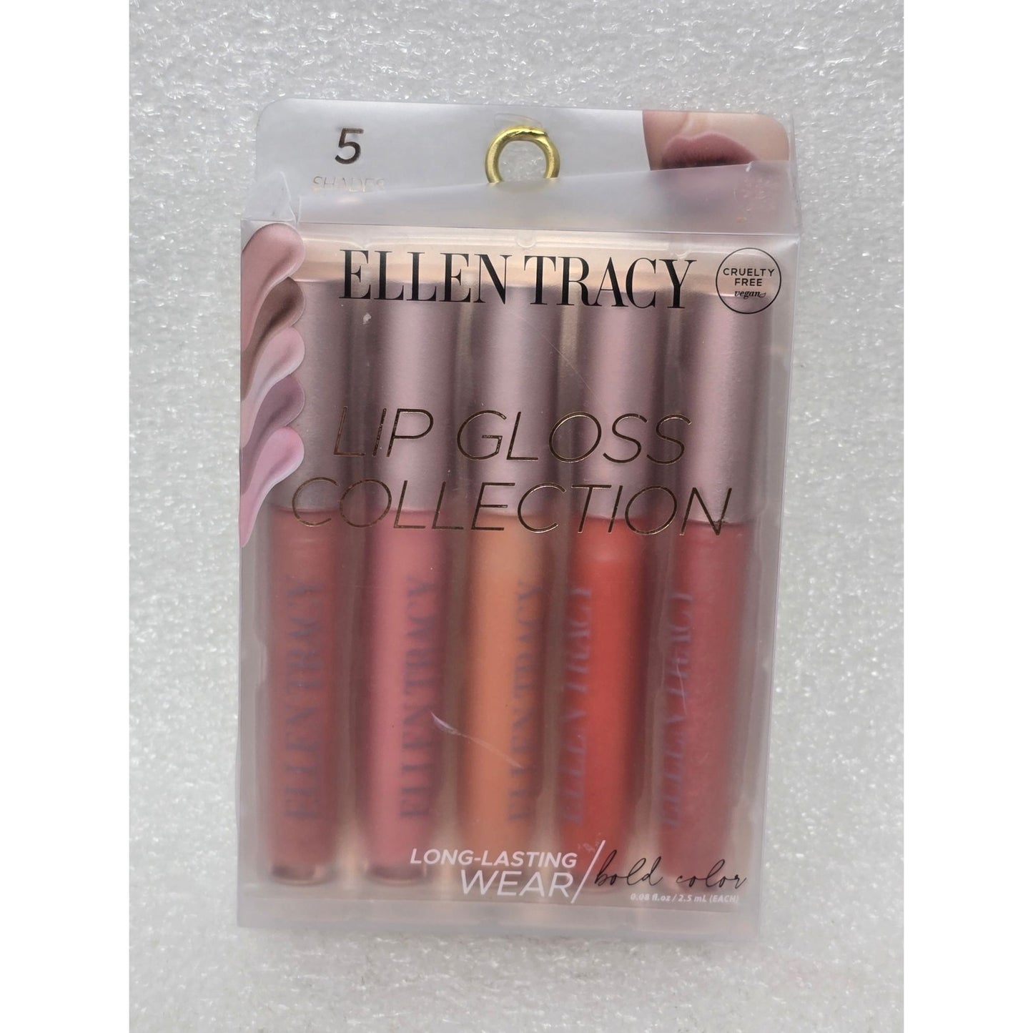 Ellen Tracy 5-Piece Lip Gloss Collection Cruelty-Free Long-Lasting Wear