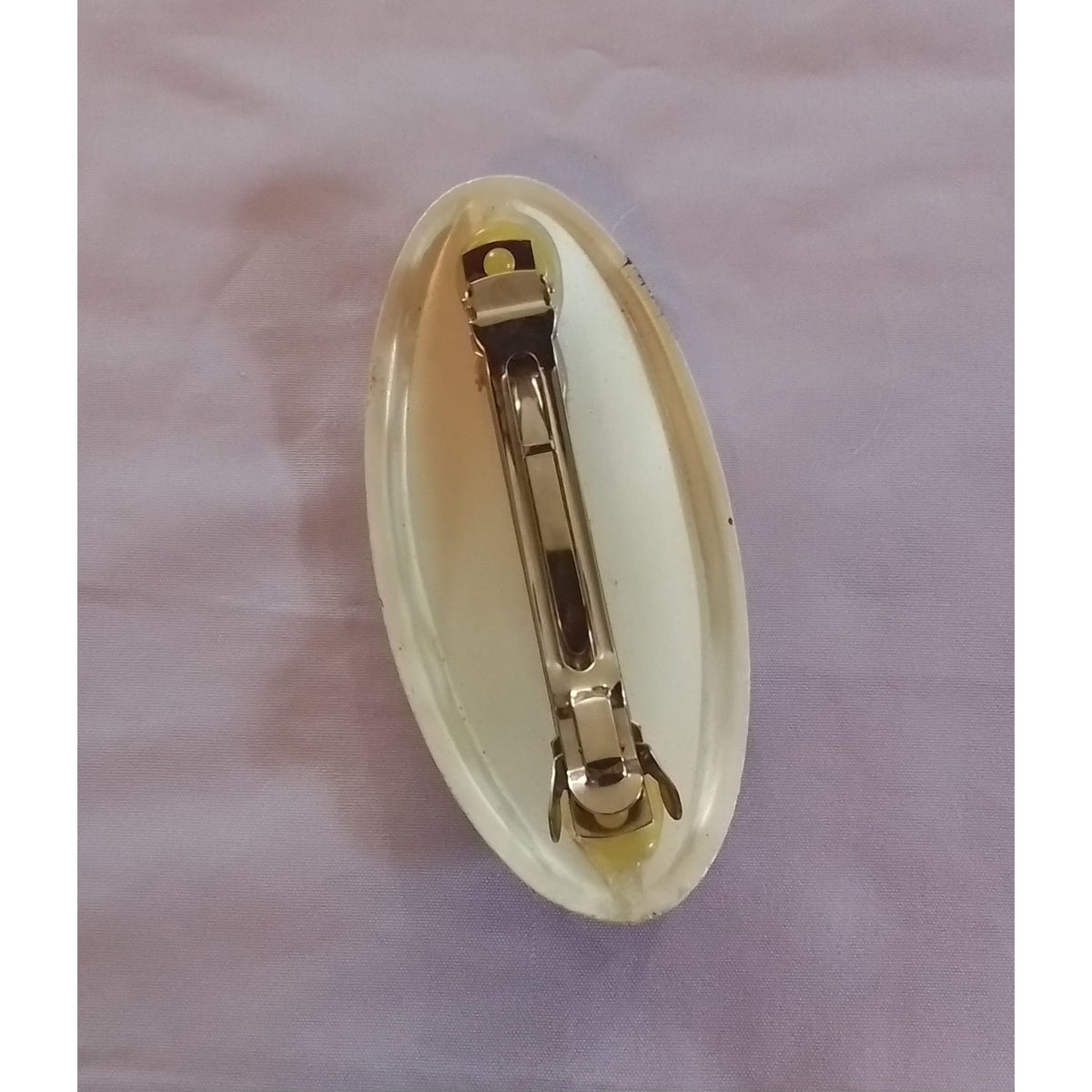 Vintage Oval Hair Clip With Star Pattern & Metal Barrette Closure