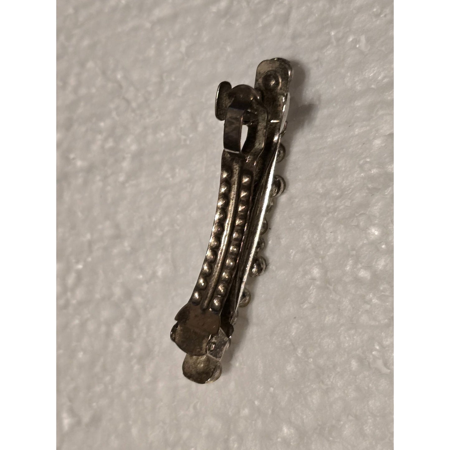 Vintage Rhinestone Floral Silver Tone Hair Clip Barrette