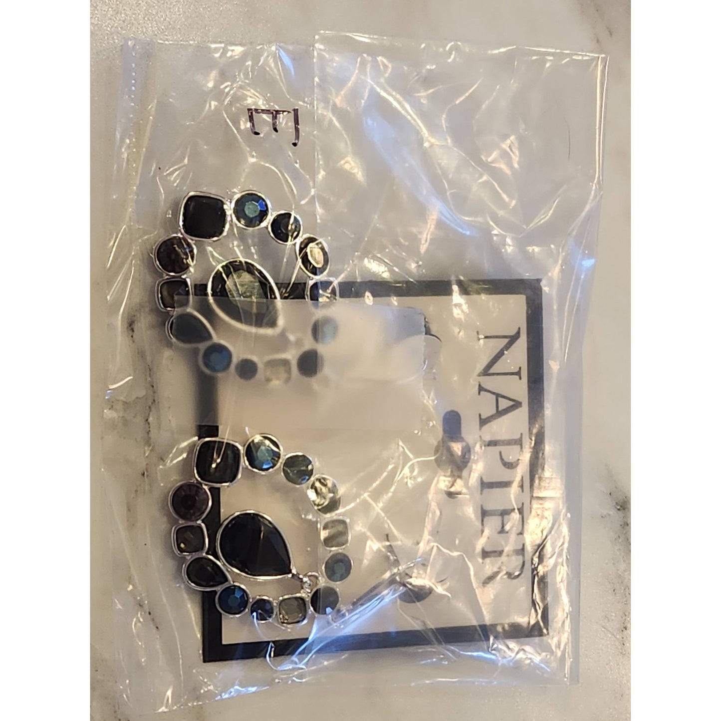 Napier Silver-Tone Drop Earrings With Black & Multi-Color Stones