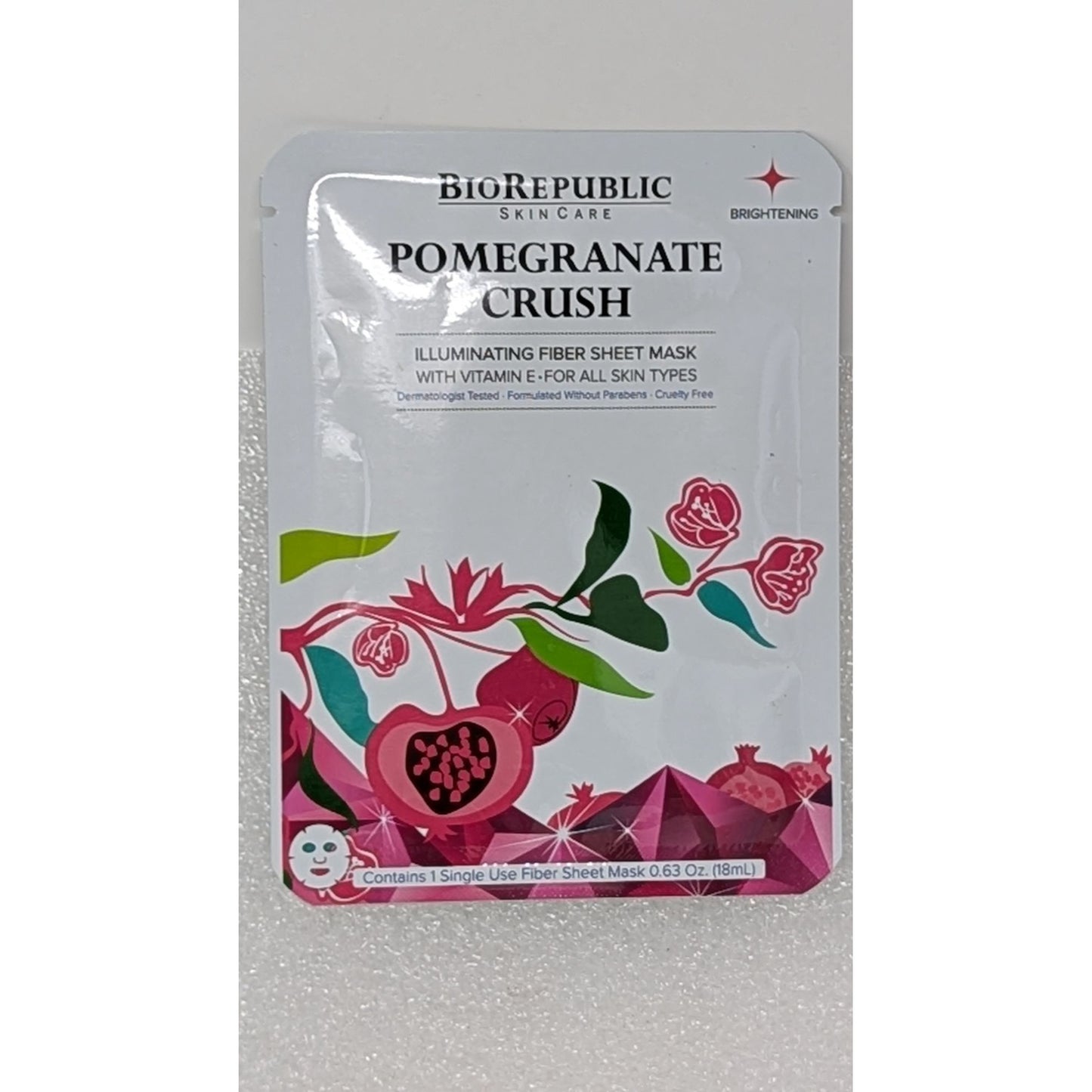 BioRepublic Pomegranate Crush Illuminating Fiber Sheet Mask With Vitamin E - For All Skin Types