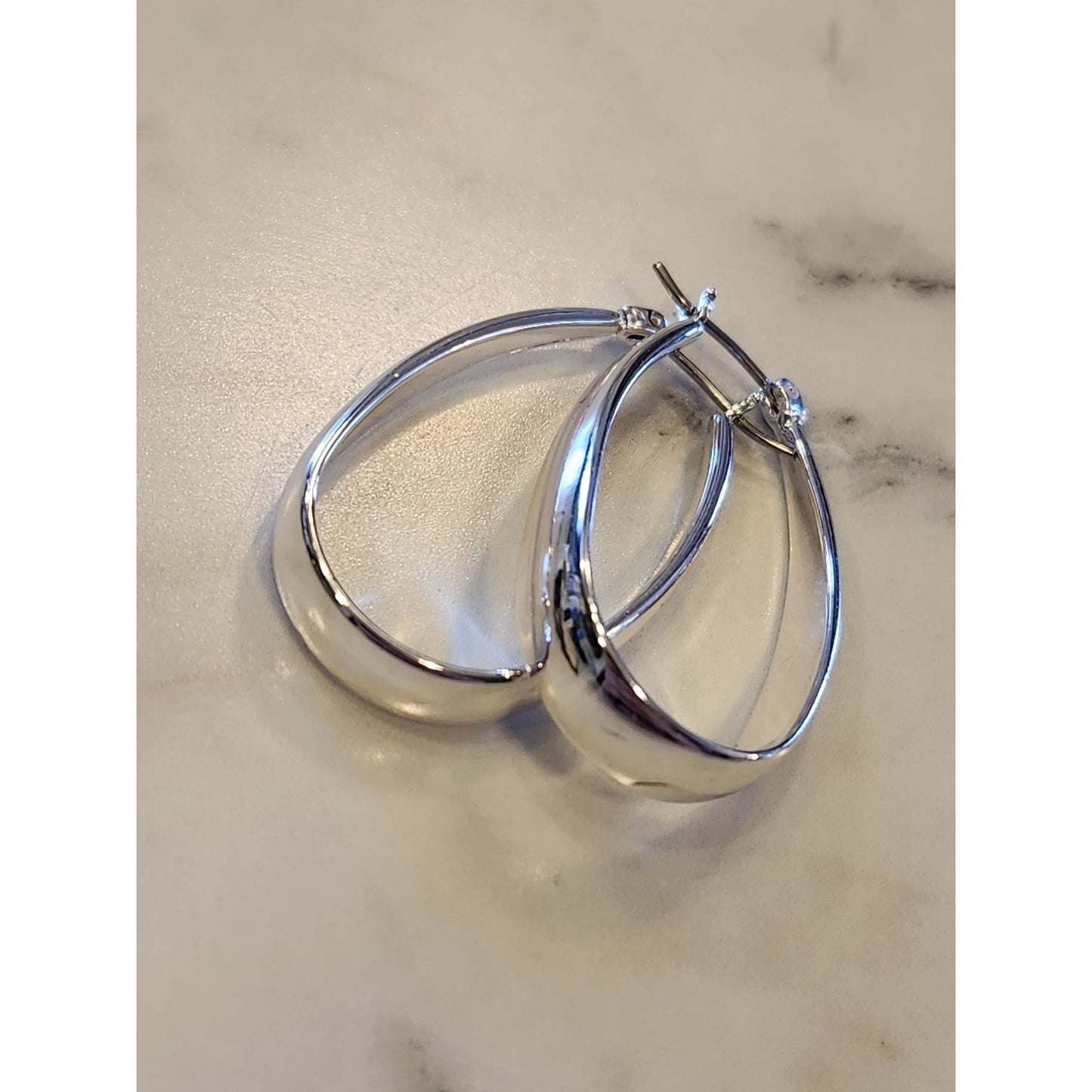 Napier Teardrop Hoop Earrings Silver-Tone Lightweight For Women & Teens