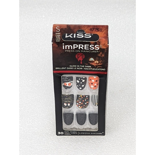 Impress Press On Manicure Nails Glow In The Dark Bone Appetit Short 30 Ct