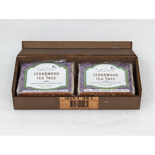 Purple Prairies Botanicals Cedarwood Tea Tree Conditioning Shampoo Bar Gift Set