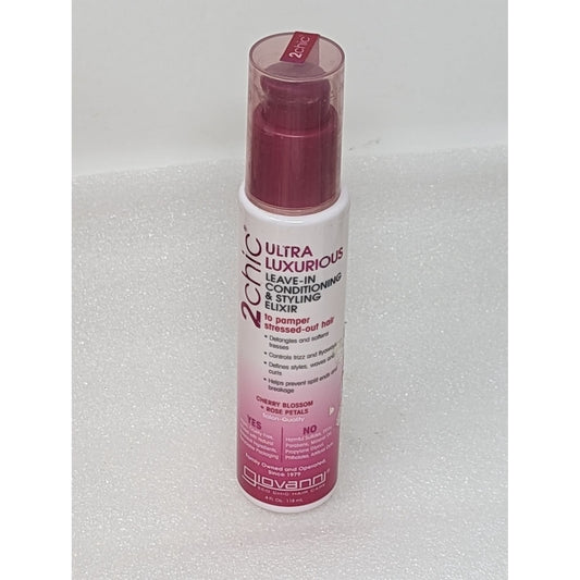 2Chic Cherry Blossom & Rose Petals Leave In Conditioning & Styling Elixer 4 oz