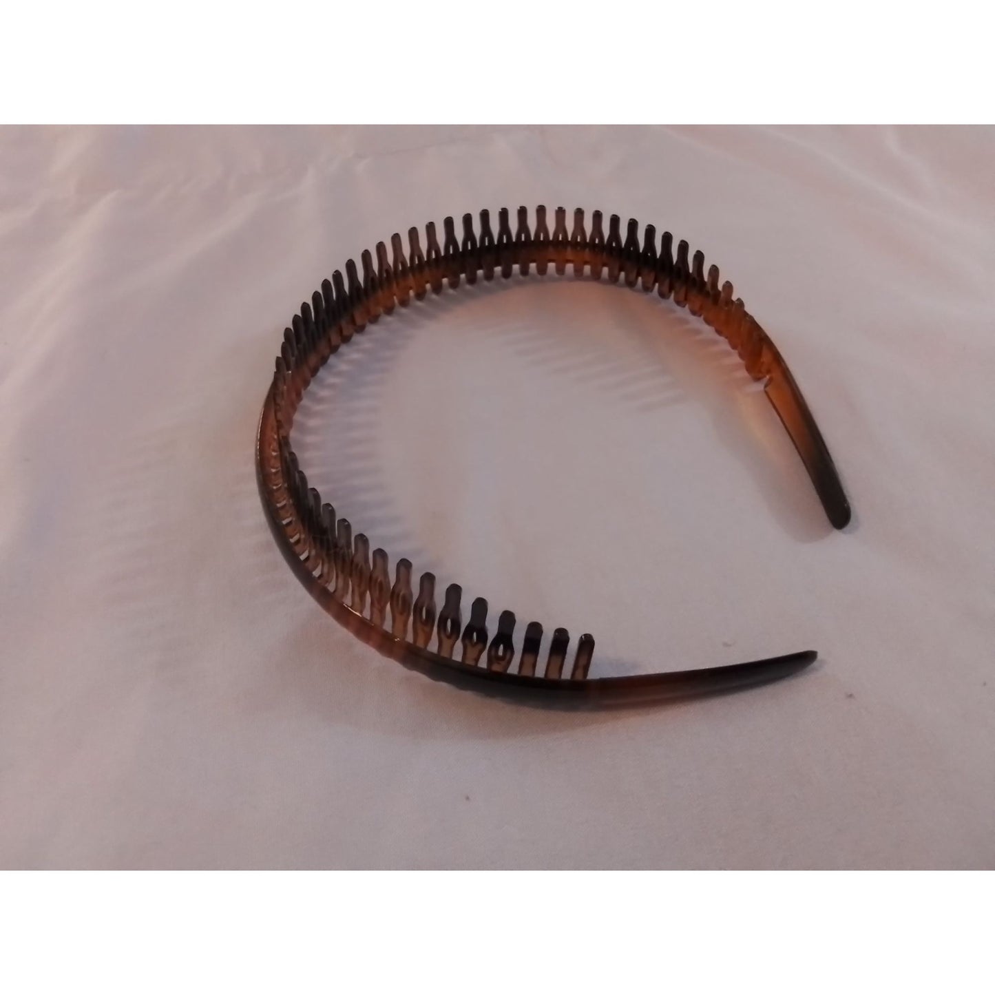 Vintage Tortoise Shell Plastic Headband with Inner Combs 80s 90s Hair Accessory