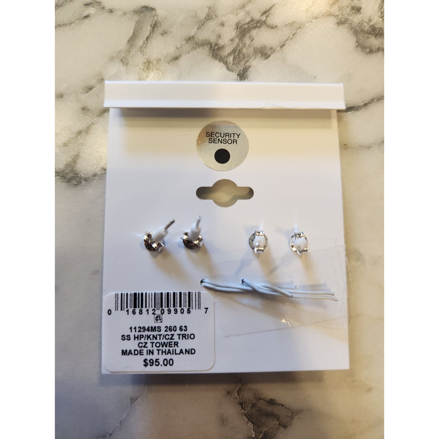 Giani Bernini Sterling Silver Earring Trio Set Hoops & Studs CZ Textured Designs