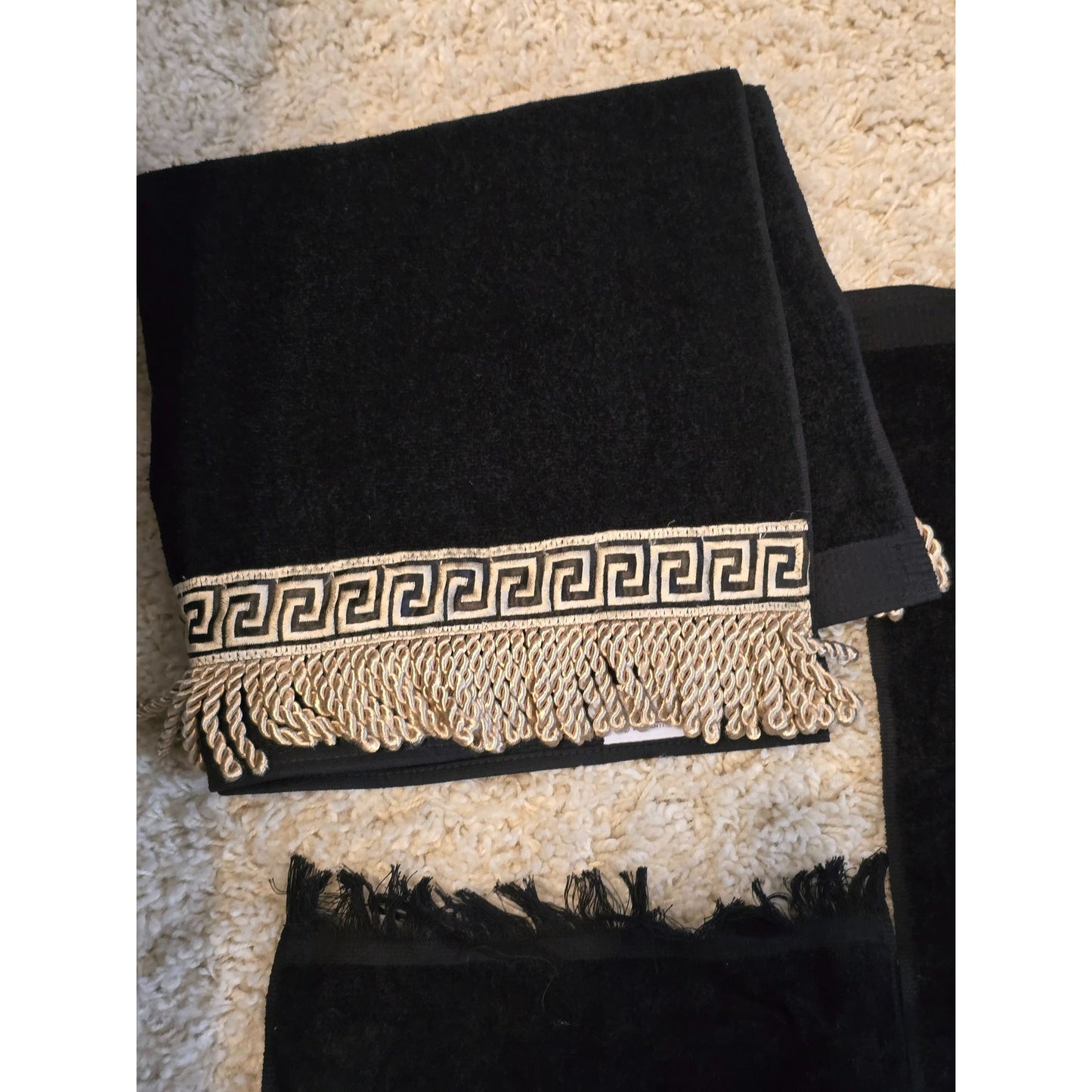 Avanti Greek Key Black Gold Towel Set 5 Pc Bath Hand Fingertip Towels