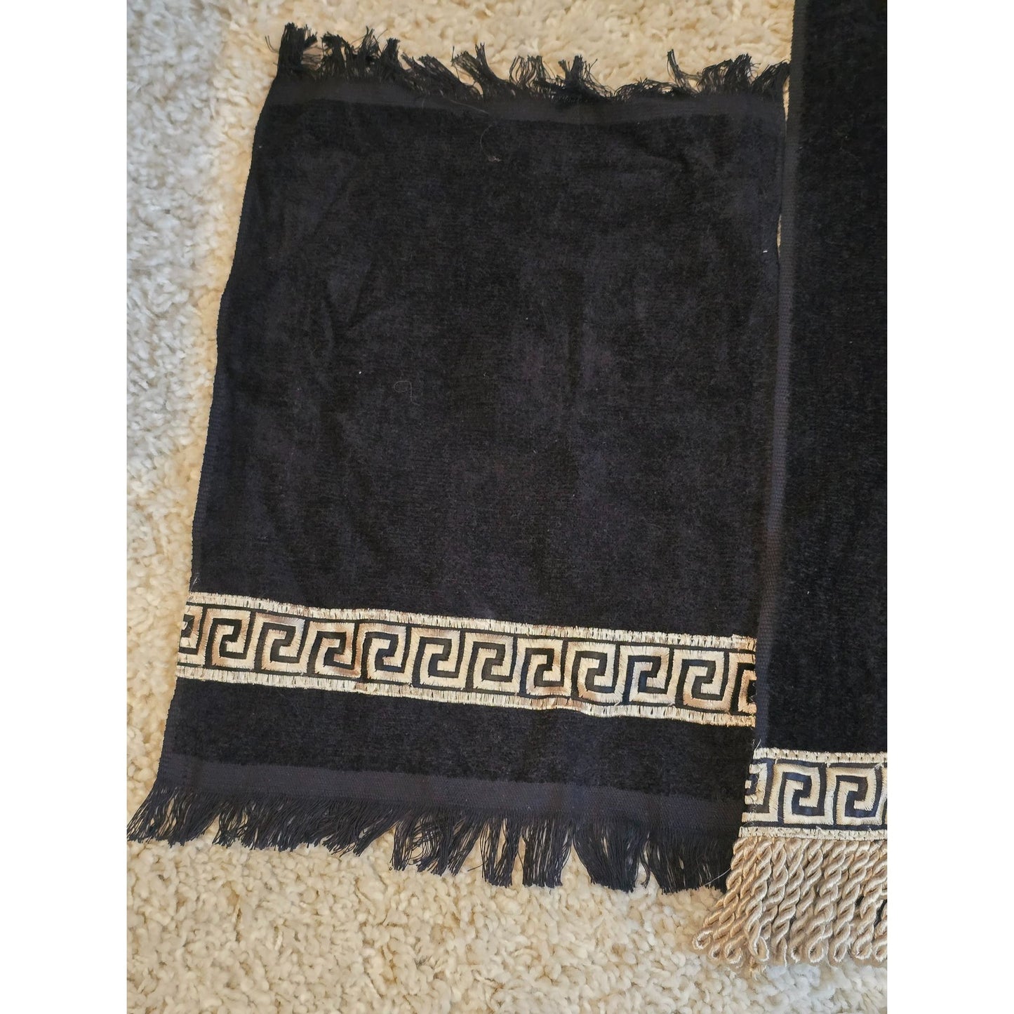 Avanti Greek Key Black Gold Towel Set 5 Pc Bath Hand Fingertip Towels