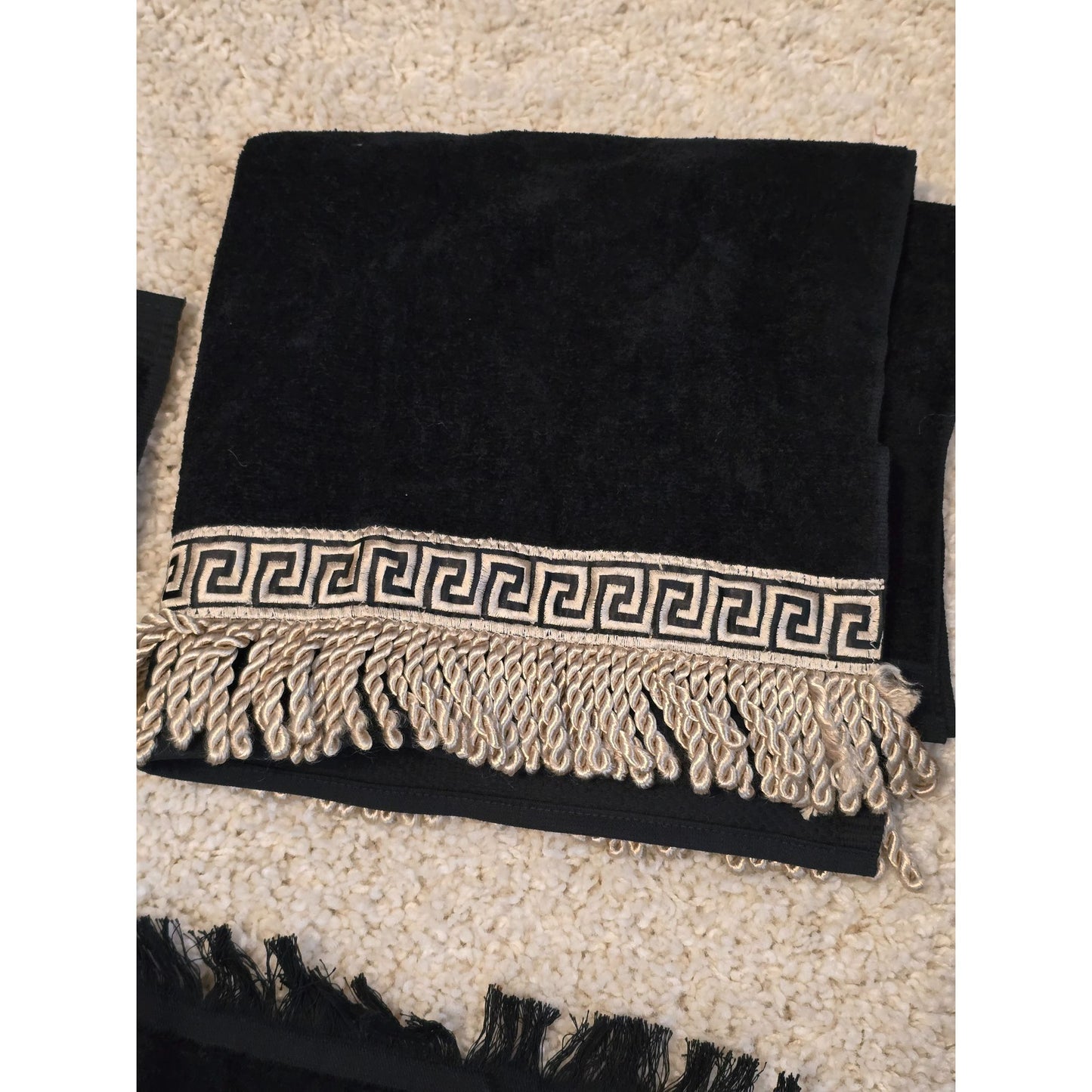 Avanti Greek Key Black Gold Towel Set 5 Pc Bath Hand Fingertip Towels
