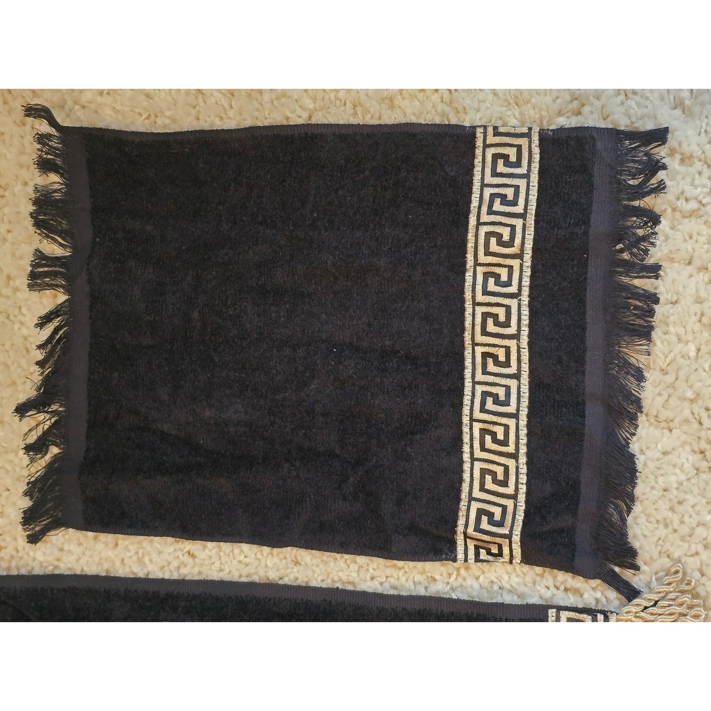 Avanti Greek Key Black Gold Towel Set 5 Pc Bath Hand Fingertip Towels