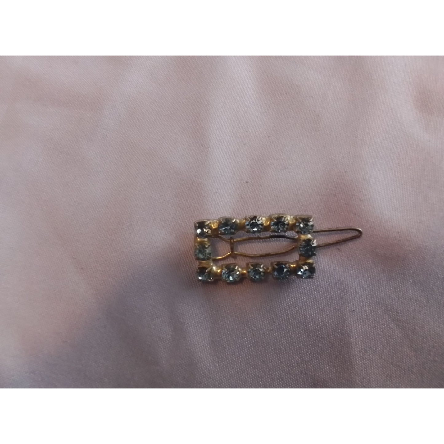 Vintage Blue Rhinestone Rectangle Hair Barrette Clip For Women