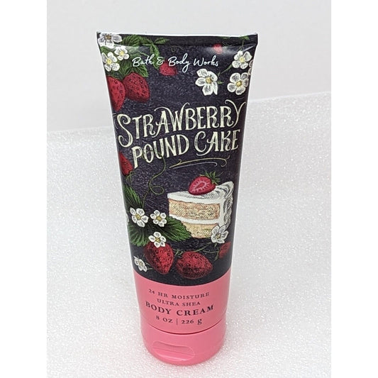 Bath & Body Works Strawberry Pound Cake Body Cream 8 oz Ultra Shea 24HR Moisture