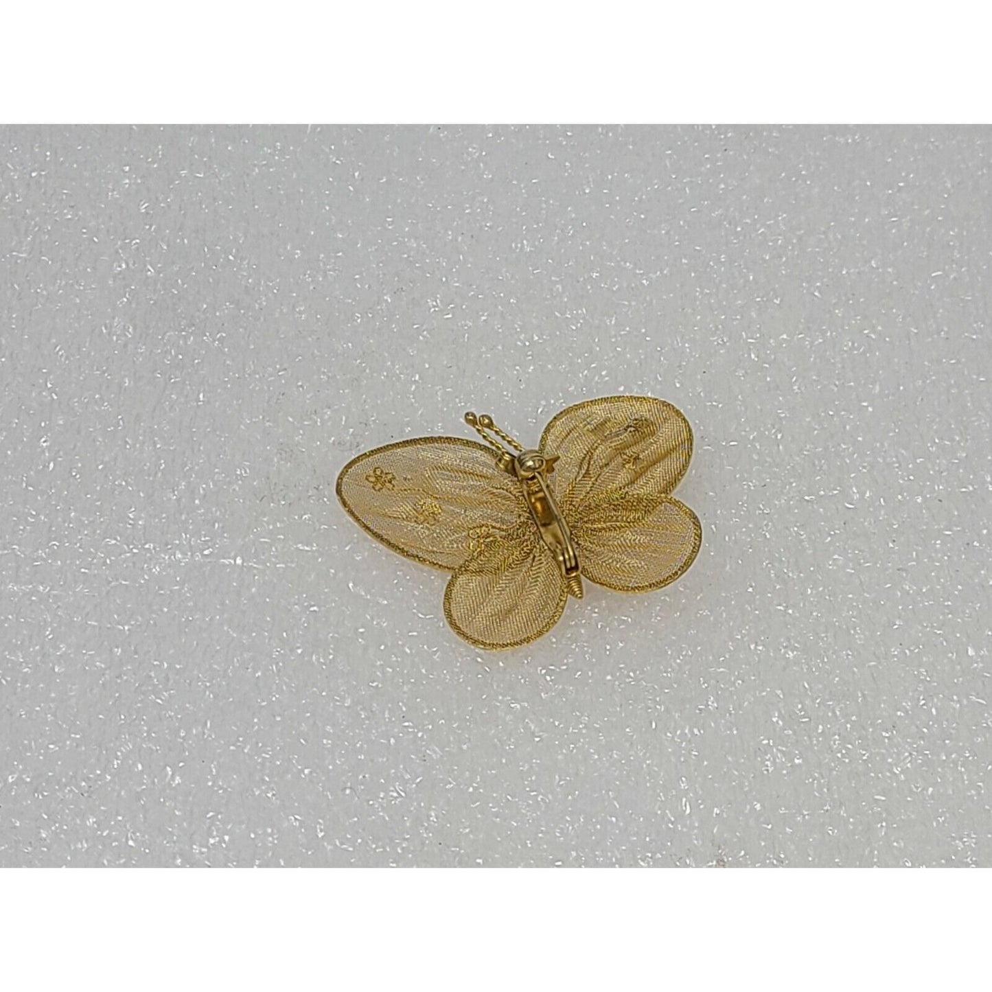 Vintage Gold Tone Mesh Butterfly Brooch Pin