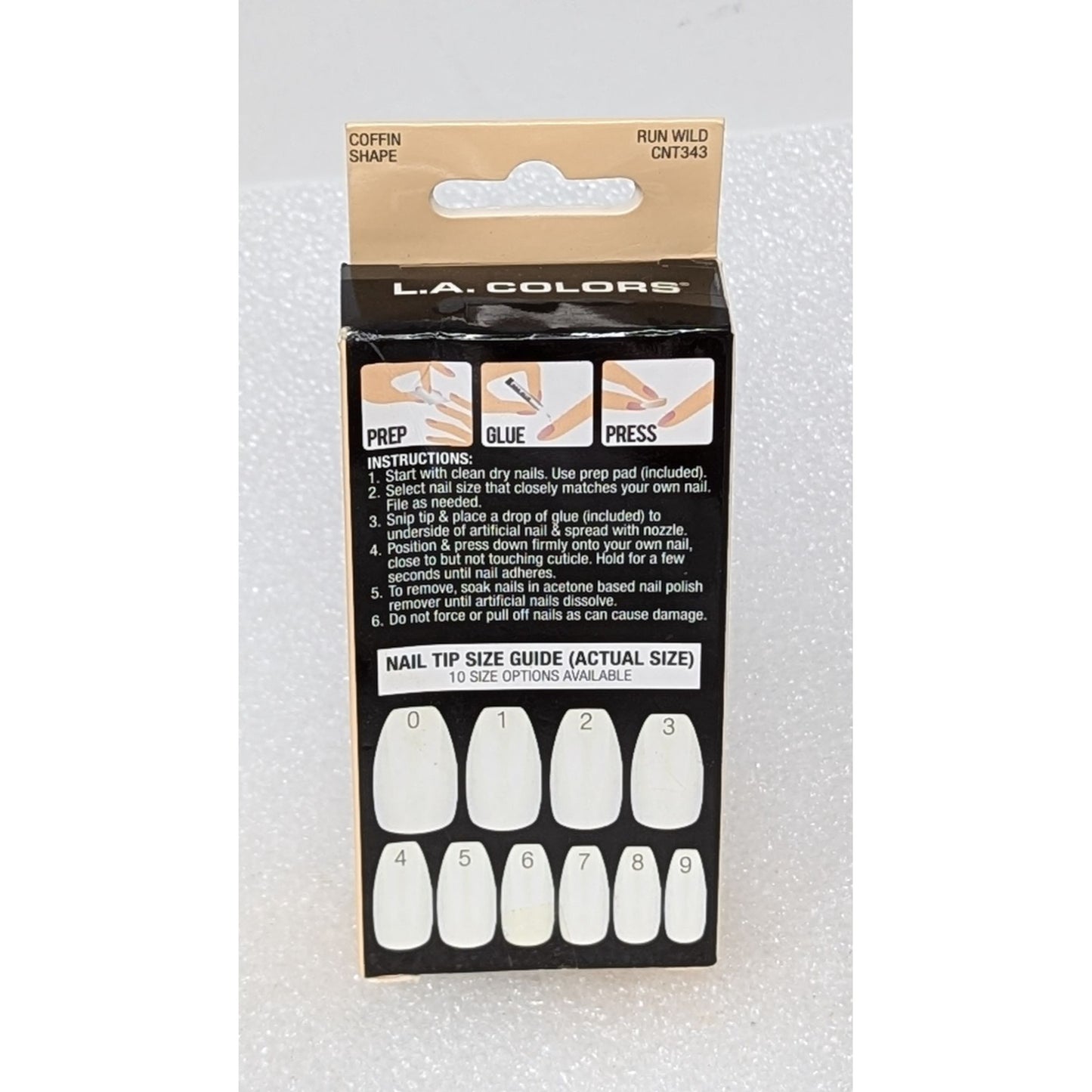 L.A. Colors Nail Frill Designer Artificial Nail Tips Coffin Shape Run Wild 33 Pc