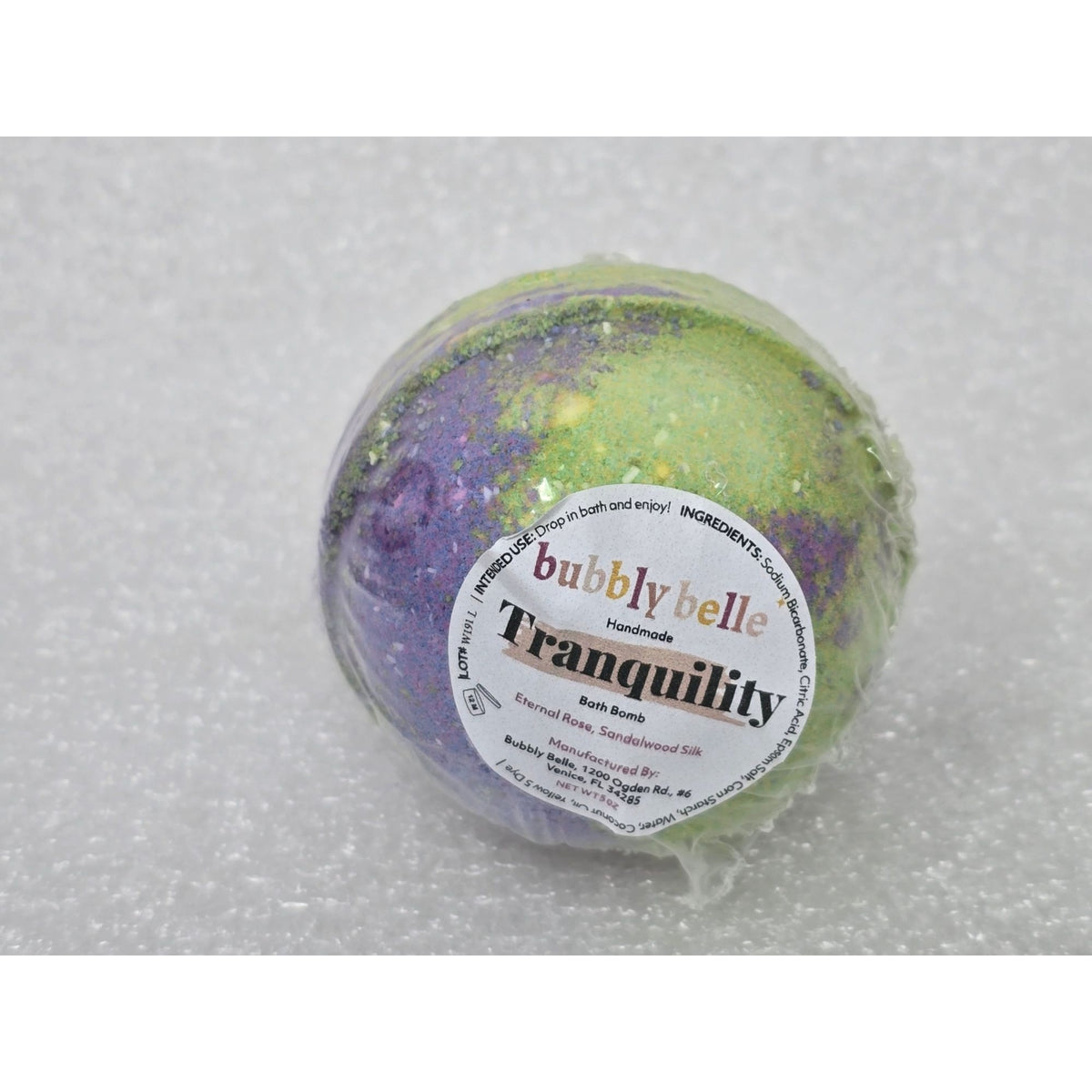 Bubbly Belle Tranquility Handmade Bath Bomb With Eternal Rose & Sandalwood Silk