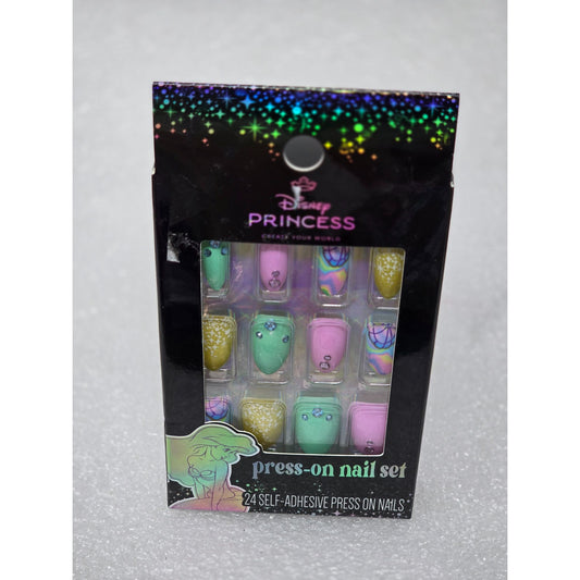 Disney Princess Press-On Nail Set 24 Self-Adhesive Nails With Colorful Designs